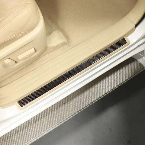 Toyota Land Cruiser Prado Door Sill Protectors Stickers Carbon Fiber Edge Guards Trim for 2010 2017 models installed