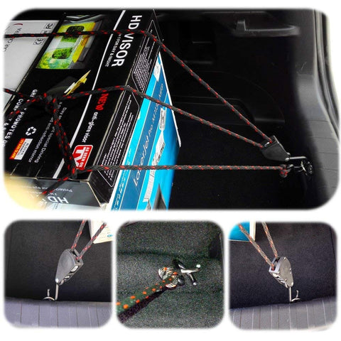 Heavy Duty Kayak And Canoe Tie Down Straps With Ratchet Pulley Rope Hanger, 12 Feet, 2 Pack, securing items in a car trunk