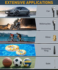 Extensive applications of Portable Tire Inflator With Digital Pressure Gauge 12V DC Air Compressor for various items