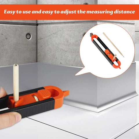 Multi Piece Adjustable Scribing Tool With Solid Locking Mechanism For Rough Carpentry And Trim Work Tough As Nails Roller Wheels adjusting measuring distance