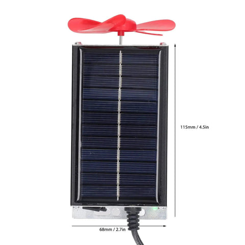Slick solar generator range extender with dual cooling fans for EVs, 4.5in tall, converting low voltage to high voltage.