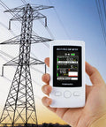Pocket EMF Meter With Multi Field Readout Up To 2000mG ELF RF Gauss Meter held near power lines with LCD display and indicator