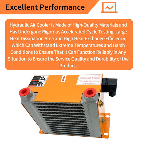 Heavy Duty Hydraulic Oil Cooler With Fan 12V DC 48W Air Cooled Oil Radiator Heat Exchanger Delivers 20 Liters Per Minute Replacement AW0607T-CA