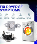 Dryer Thermal Cut Off Fuse Kit for Whirlpool Kenmore Maytag KitchenAid Electric Dryers Replacement Parts with symptoms chart