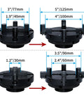 Image showing dimensions of 4 Inch Wood Lathe Chuck Set With Pro Grade Self Centering 4 Jaw Chuck, 1 Inch 8 TPI And Three Quarter Inch 16 TPI Adapters.