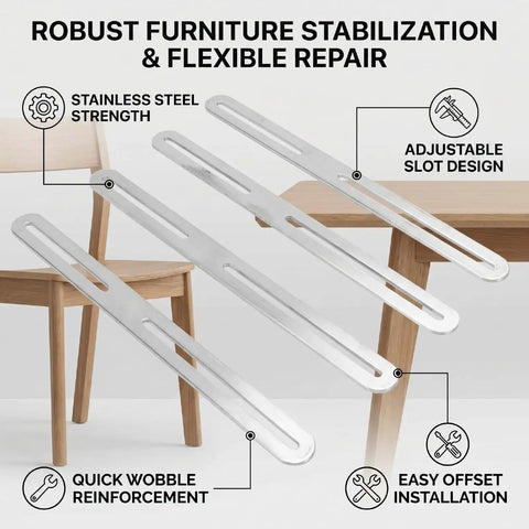 4 Pack Adjustable Flat Mending Plates With Single Slot Stainless Steel Repair Brackets For Wood Furniture