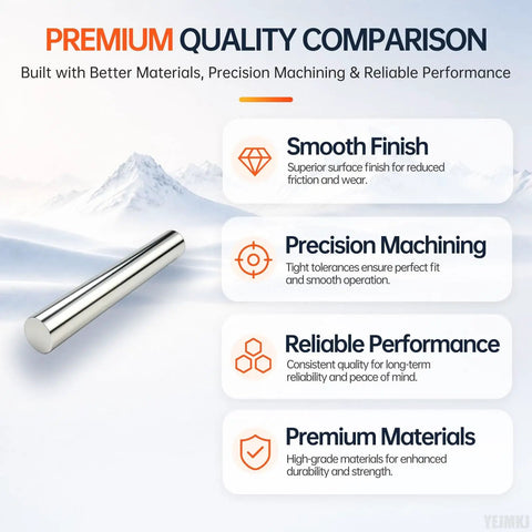 Top Tier 12mm X 100mm Linear Motion Rods Shaft Guide Set With Smooth Chrome Finish For Stable Moving Parts And Precision Engineering Projects on a snowy background.