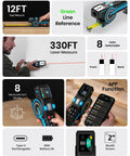 Digital Tape Measure With 12ft Tape And 330ft Laser Distance Meter Pro Grade Precision 1.5mm Dual Tape And Laser Measuring Tool For DIY Projects On Site Readouts Fast Accurate Measurements For Builders And Handypersons, handheld with app screen