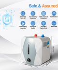 Bad Ass Little Under Sink Electric Water Heater 8 Liter Mini Tank with automatic turn-off and safety features.