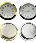 Alloy Clock Face Insert With Long Lasting Arabic Numerals 55mm Diameter gold and silver finishes, front and back view.