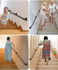 Badass Strength 10 Foot Stair Handrail And Heavy Duty Wall Mount Metal Pipe Railing For Indoor Outdoor Use Carrying Up To 450 Pounds, supporting families.