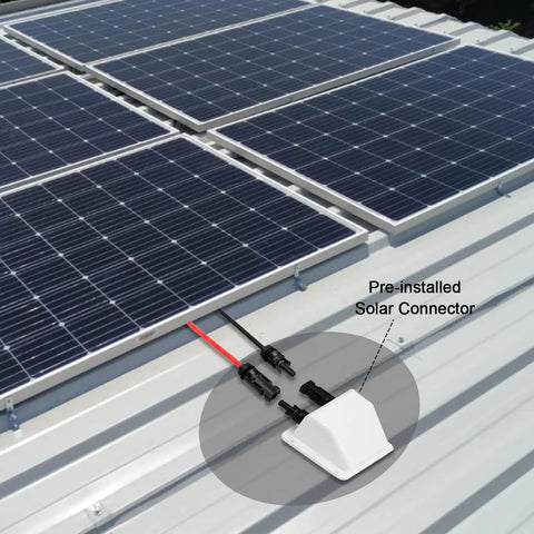 Solar Cable Entry Gland Kit With 10 AWG 3.28 Ft Extension Cable For RV Boat Camper Van Marine Grade All Weather Heavy Duty UV Resistant Waterproof Junction Box White Featuring Tinned Copper Conductors And Halogen Free XLPE XLPO Insulation, rooftop solar connector