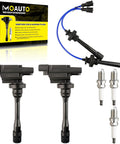 Ignition Coil Kit With Four Iridium Spark Plugs And Wire Set For Chrysler Sebring Dodge Stratus Mitsubishi Eclipse Galant Lancer Mirage Outlander L4 Engines UF295 MD362907 Fits Your Ride Two Coils And Plugs with packaging and components visible