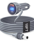 Ride Ready Starlink Mini Car Charger With 10 Feet Cigarette Lighter Cord And Live Voltmeter showing USB port and display.