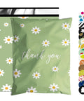 Thank You Poly Mailer 10x13 Inch 100 Pack Waterproof Tear Resistant Shipping Bags for Clothing with chrysanthemum print