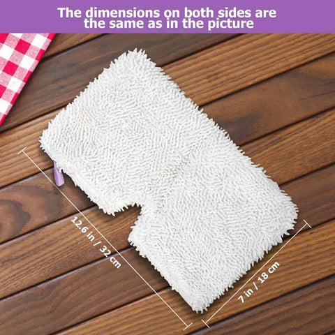 Six Pack Replacement Steam Mop Pads For Shark Steam Pocket Mops on wooden floor, 12.6x7 in size, microfiber material