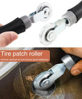 Tire Patch Kit With Patch Roller And Buffing Wheels 42mm And 55mm Six Piece Set for quick puncture repair demonstration.