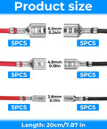 30 Piece Spade Crimp Terminal Kit With Insulating Sleeves And 20cm Wires In Red Black 2.8mm 4.8mm 6.3mm connectors