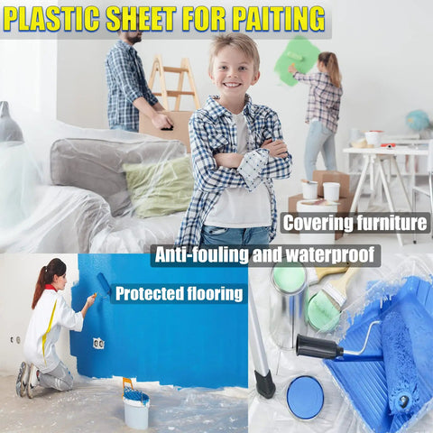 Heavy Duty 20 Pack Plastic Drop Cloths Waterproof Painting Covers Dust Proof And Rust Resistant Tarp 9x12 Feet protecting furniture
