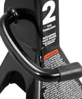 Close-up of 2-ton ratcheting jack stand from Hydraulic Trolley Floor Jack Combo With 2 Ton Capacity And 2 Jack Stands, Heavy Duty Steel Build, Ideal For Lifting Cars And Supporting Maintenance Tasks, Garage-Ready For Quick Car Lifts And DIY Projects, Black.