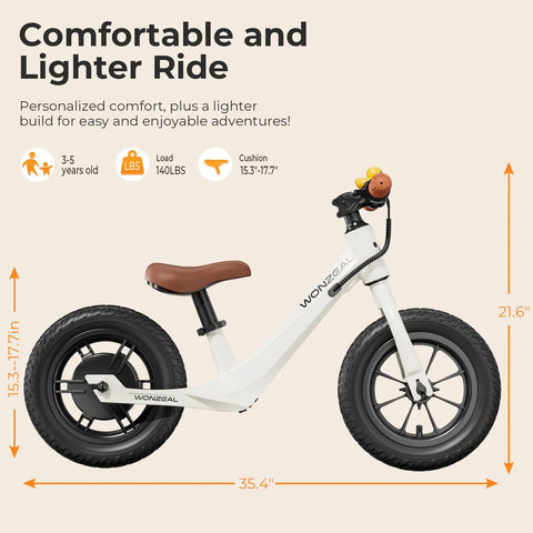 Electric Balance Bike for Kids Ages 3 to 5, 150W Motor, 3 Safe Speed Modes 4MPH 8MPH 11MPH, Easy Start System, Kid Friendly Ride On with Knee, Wrist and Elbow Pads, Perfect Toddler Starter Bike, white frame, 16-inch tires
