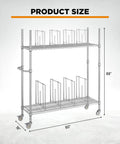 Heavy Duty Wire Carton Cart Rolls Smooth As Butter With Two Sturdy Shelves For Packing Stations Warehouse Utility, 60x18x69 inches.