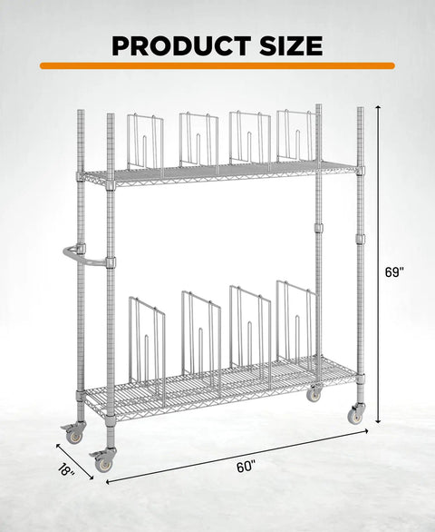 Heavy Duty Wire Carton Cart Rolls Smooth As Butter With Two Sturdy Shelves For Packing Stations Warehouse Utility, 60x18x69 inches.