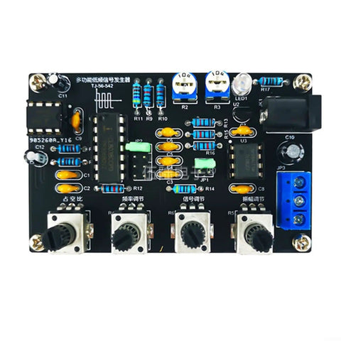 DIY ICL8038 Signal Generator Kit With FR4 PCB, Adjustable 5Hz-400kHz Frequency, Multiple Waveforms displayed on black PCB