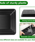 Three Size Square Stepping Stone Molds Set for Concrete in 8, 10.2, 12.2 inch black plastic showing durability and reusability features.