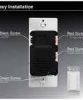 Back view of Rocker Dimmer Switch For LED Lights With On Off Paddle Full Range Dimming Single Pole Or 3 Way Energy Saving UL Listed