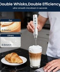 Rechargeable Milk Frother Handheld With 3 Speeds, A Real Go To For Latte Cappuccino Matcha And Egg Foams making foam in glass