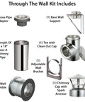 Built Tough Eight Inch Through The Wall Thimble Kit With Spark Arrestor Chimney Cap And Adjustable Mount Bracket For Class A Double Wall Insulated Wood Stove No Fuss Venting Setup showing included components