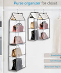 Casual Hanging Purse Organizer For Closet With Four Mesh Shelves Two Pack See Through Breathable Bag Storage By Wardrobe