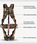 Hunters Elite Safety Harness With TrueTimber Strata Camo Includes Tree Strap Linemans Climbing Strap And Deer Drag Suspension Relief