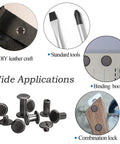 Quality Badass Gun Black Chicago Screw Kit Features Fifty Sets Of M5X4 Leather Rivet Fasteners for DIY leather craft and binding books.