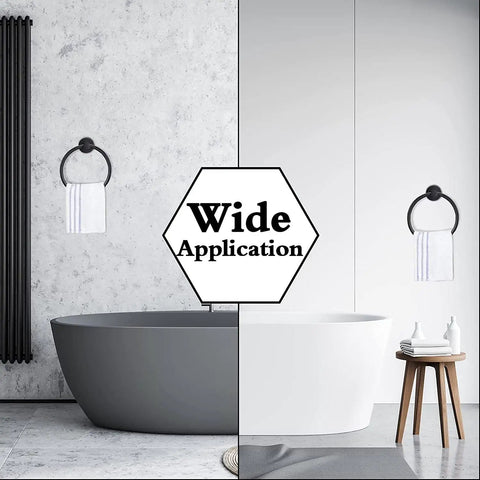 Matte Black Towel Ring For Bathroom And Kitchen Wall Mount, Heavy-Duty Stainless Steel Towel Holder in design setting.