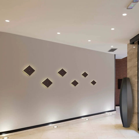 ADA Compliant Wall Sconce Lighting Fixture With Motion Sensor And Integrated LED, Dark Wood Finish, mounted on a wall.