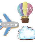 Adventure Travel Cookie Cutter Set, 3-Piece Made in USA with hot air balloon, cloud, and airplane shapes for cookies