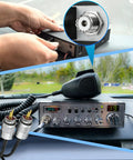 PL259 UHF Male Coaxial Connectors Set 10 Pack Solder Type 50 Ohm shown with CB radio and cable connection setup