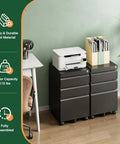 3 Drawer Mobile File Cabinet With Lock Heavy Duty Under Desk Steel Filing Cabinet for home office with printer on top