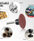 2 Inch 36 Grit Sanding Discs Pack Of 150 For Die Grinder Aluminum Oxide Discs For Surface Prep Workhorse Sanding Grinding Polishing Rust And Paint Removal Burr Cleanup Red Color with application examples in metal, wood, and automotive use