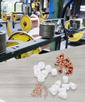 Premium 46-Piece Plasma Cutter Consumables Kit For Cut40 Plus Cut50 And 40D Machines with copper tips and white nozzles on wood.