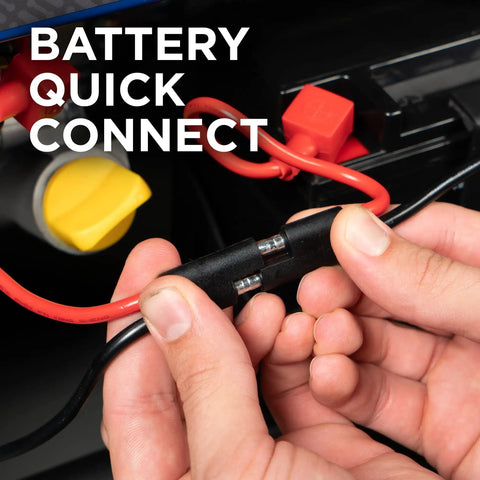 Battery connection close-up on Dual Fuel Portable Generator With Electric Start And Remote Key Fob, 9500 Peak Watts Gas Or Propane