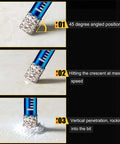 9-piece dry diamond drill bit set for tile and glass; blue shank, diamond-coated tip, sizes 6–12 mm