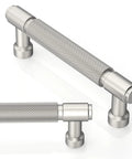 Knurled Satin Nickel Cabinet Pulls 4 Inch 102mm, 10 Pack, Brushed Finish Kitchen Cabinet Handles close-up view