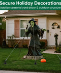 18 Inch Ground Anchors Screw In Heavy Duty Shed Anchor Kit securing Halloween decoration in front yard against high winds