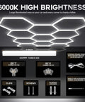 Hexagon LED Honeycomb Light Panel Kit with 14 Hex Grids Ultra Bright 24400 Lumens 6000K Daylight Ceiling Shop Light for Garage