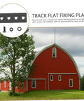DIY Friendly Barn Door Track Connector Plates for Easy Install shown with a red barn backdrop and fixing hardware