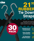 Heavy Duty Rubber Bungee Cords With Hooks 21 Inch Pack Of 30 Made In USA Tarp And Cargo Straps Tough As Nails Elastic Tie Downs