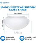 10-inch white mushroom glass shade with dimensions, durable glass, for home lighting; 8 Inch White Glass Mushroom Lampshade For Home Lighting Fits Standard Fitter Seven Eighths Inch 9.5 Inch Diameter 4 Inch Height Durable Clear Glass Shade For Cozy Living Room And Bedroom Decor.